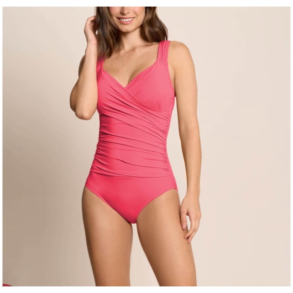 Women’s Pink Ruched One-Piece Swimsuit